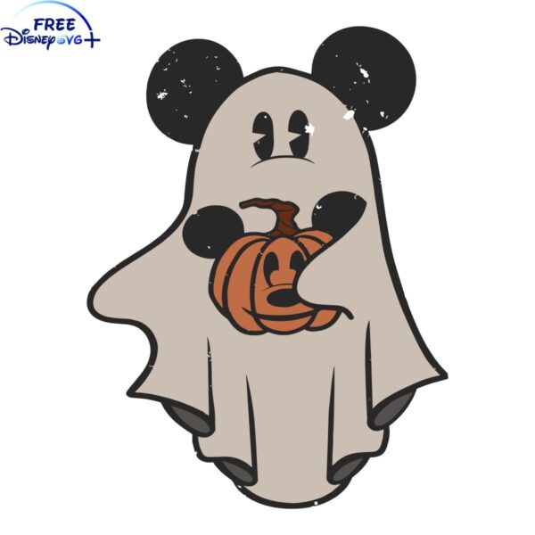 Retro Mickey Mouse Halloween SVG Ghostly Pumpkin Design