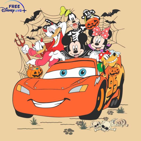 Retro Mickey Pals Lightning McQueen Halloween SVG