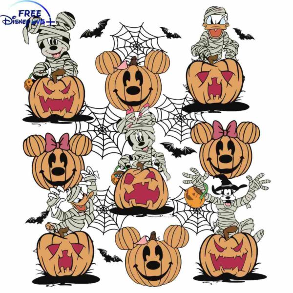 Retro Spooky Mickey Pals Pumpkin SVG