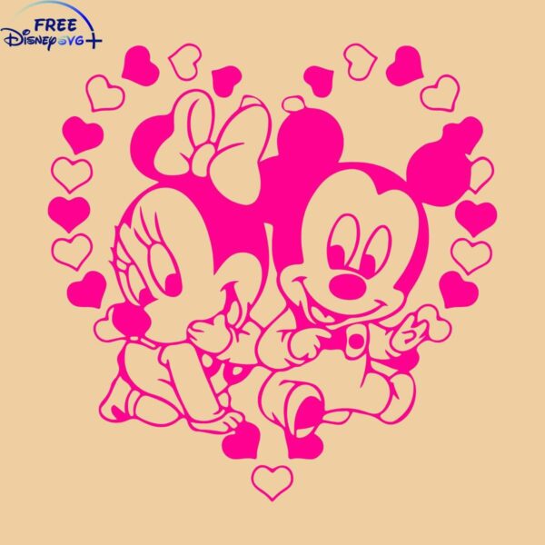 Romantic Disney Mickey Minnie Valentine SVG