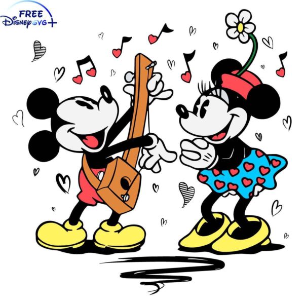 Romantic Mickey Minnie Singing SVG