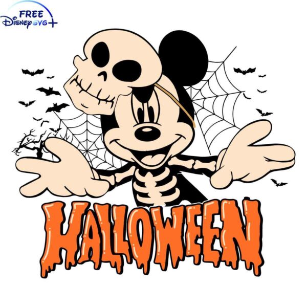 Spooky Mickey Mouse Halloween Skeleton SVG Design