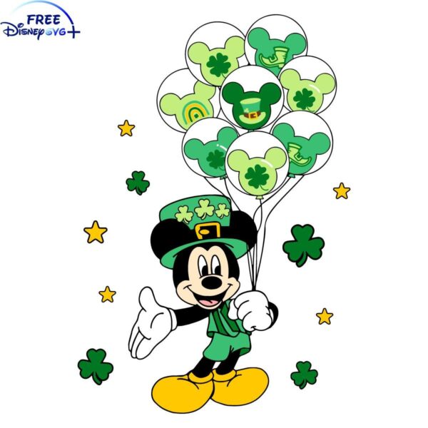 St Patricks Day Mickey Balloons SVG