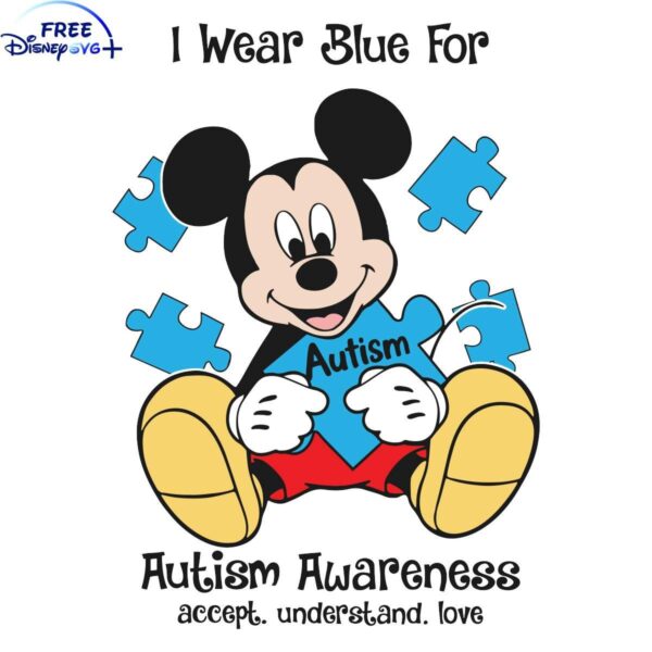 Support Autism Awareness with Mickey in Blue SVG