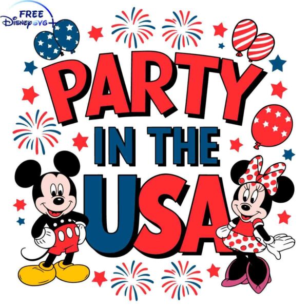 USA Party with Mickey Minnie SVG