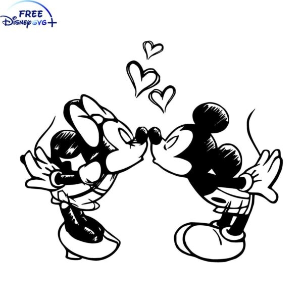 Valentine Silhouette SVG of Mickey and Minnie