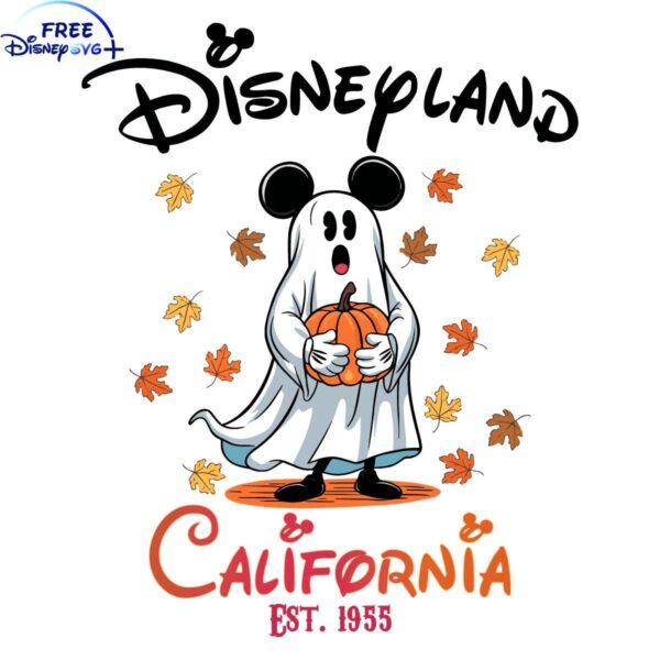 Vintage Mickey Boo Ghost SVG Retro Disneyland 1955 California