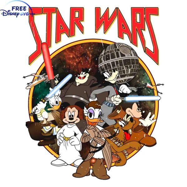 Vintage Mickey Friends Star Wars Day PNG