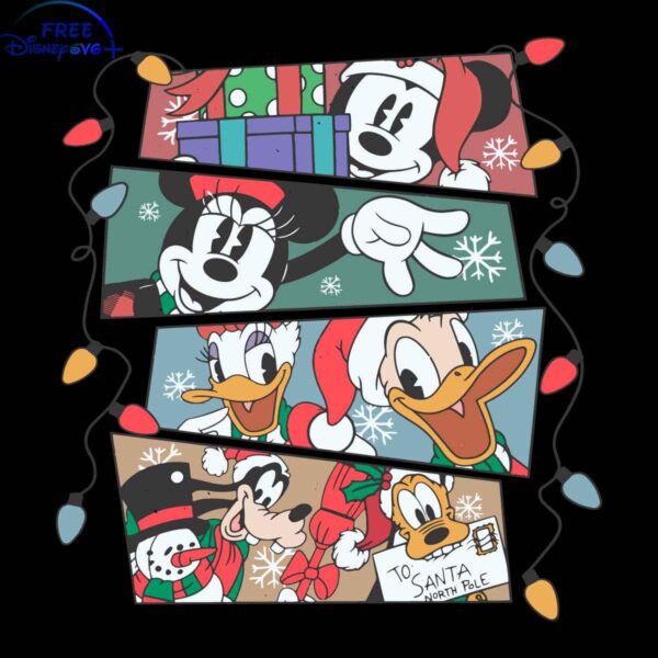 Vintage Mickey Friends Xmas Light PNG File Cricut