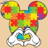 Vintage Mickey Mouse Autism Heart Hand SVG