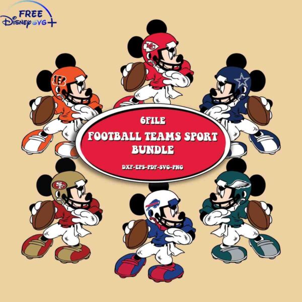 Vintage Mickey Mouse NFL Football SVG Collection