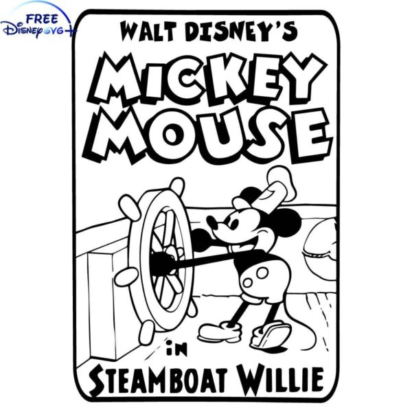 Vintage Mickey Mouse Steamboat Willie SVG