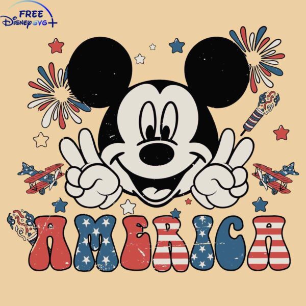 Vintage Mickey Mouse SVG for 4th of July Celebration