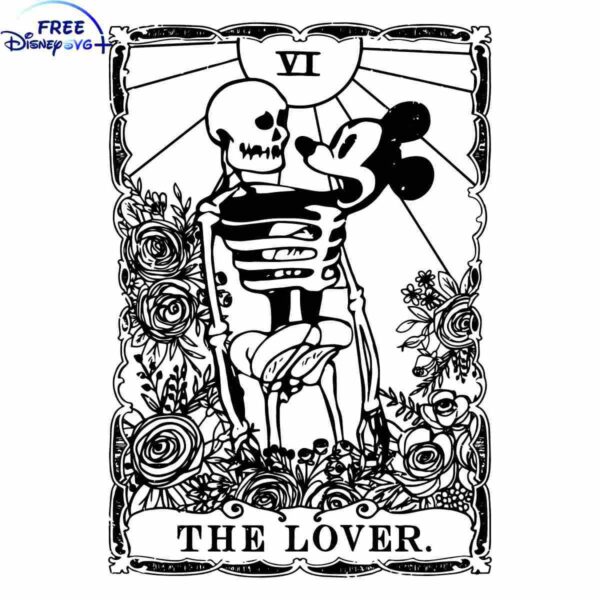 Vintage Skeleton and Mickey Mouse Romance SVG