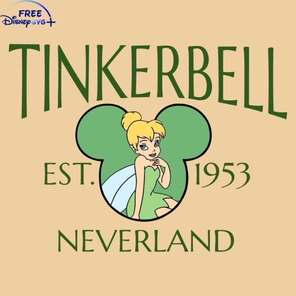 Vintage Tinkerbell 1953 Neverland Mickey Ear Disney SVG