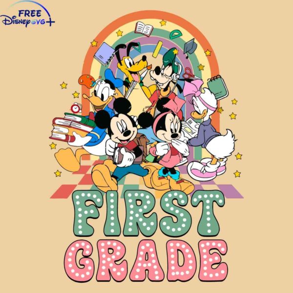 Whimsical Mickey Friends 1st Grade PNG